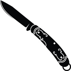 antique pocket knife with folded blade partially open silhouette
