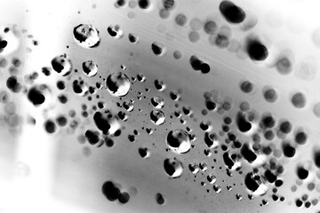 Transparent overlay abstract floating bubbles water droplets condensation rain on a glass texture