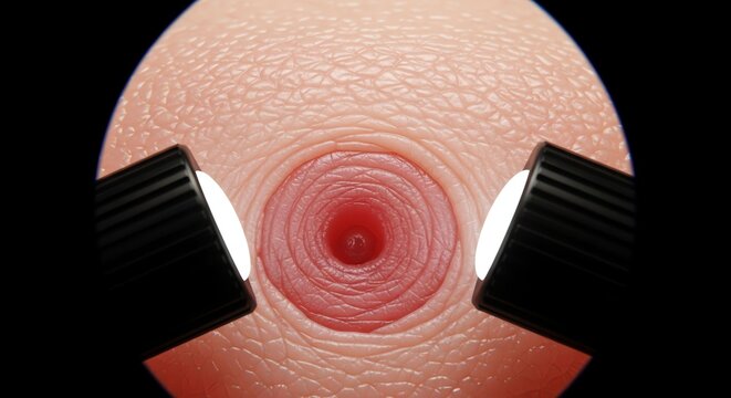 Close-up of Cervix in Medical Examination with Speculums on Black Background