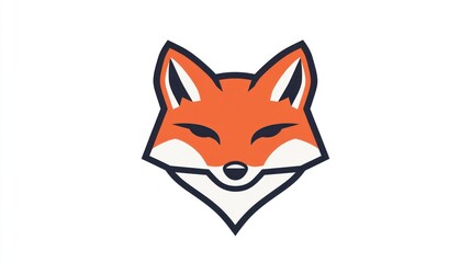 Stylized fox head with orange and white geometric shapes, isolated on a white backdrop
