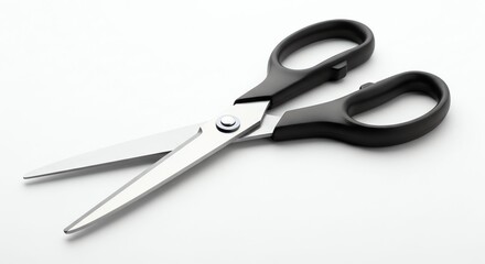 Black and Silver Scissors on White Background for Crafting and Office Use