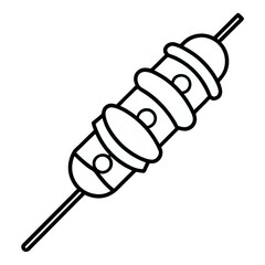 shashlik ,hand drawn illustration outline isolated on white background