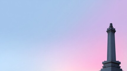 Obraz premium Majestic column pierces cotton candy sky, invoking solstice reflections, ancient architecture, and celestial renaissance festivals