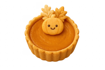Cute pumpkin pie tart with smiling face