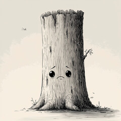 Dibujo de un personaje tronco triste.