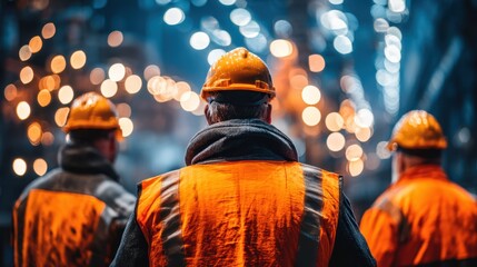 Industrial workers overseeing production factory floor photography nighttime close-up workforce dynamics