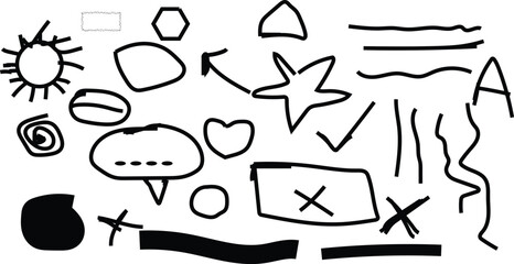 Bold Brush Hand-Drawn Doodle Heart Collection – Artistic Love Symbol Set