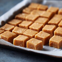 Homemade fudge squares arranged neatly on a tray ready for tasting and sharing at a dessert gathering