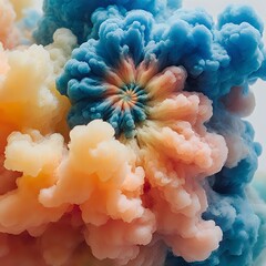 Abstract macro shot of colored ink swirling in water with form