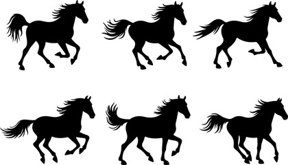 Fototapeta premium Galloping Horse Silhouettes Collection bundle