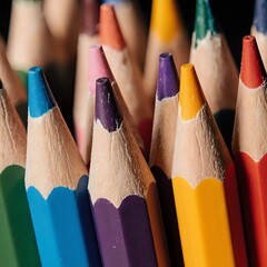 Abstract macro shot of colored pencils