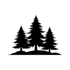 Obraz premium Forest silhouette with trees and hill