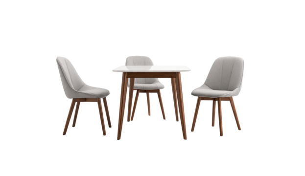 White 4-seater dining set with wooden legs