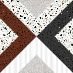 Modern Geometric Terrazzo Tile Pattern with Stone Texture