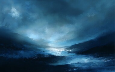 Obraz premium Dramatic Sky with Ethereal Light Breaking Through, Evoking a Sense of Hope and Tranquility in Turbulent Times