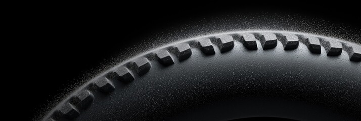 Close-up of textured tire showing tread pattern against black background