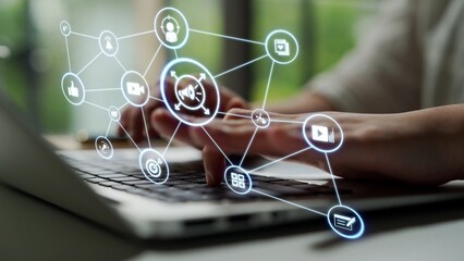 Content marketing interface with data dashboards, analytics charts, and content tools. Marketing...