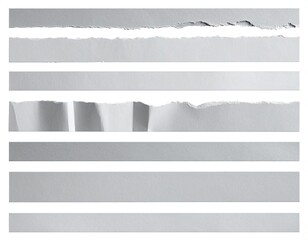 Paper strips, some torn edges, varying widths, light gray