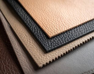 Stacked leather swatches in neutral, earthy color tones
