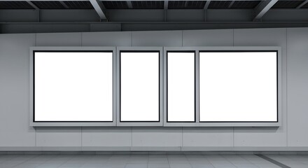 Blank advertising display boards for information and promotion.
