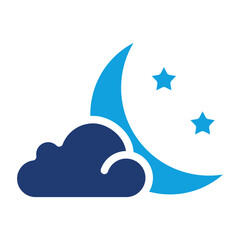 Moon Flat Blue Icon