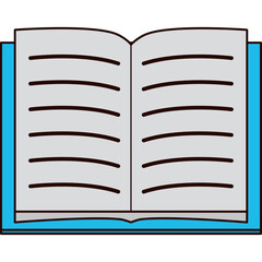 Open Book with Blue Cover and Blank Pages on Transparent Background Simple Illustration