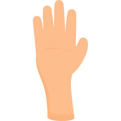 Open Peach Hand with Five Fingers Isolated on White Background Simple Flat Design Style