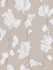 Fototapeta premium Beautiful white floral pattern on a soft beige background displaying elegance and simplicity for interior design ideas