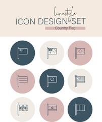 Linestyle Icon Design Set Country Flag