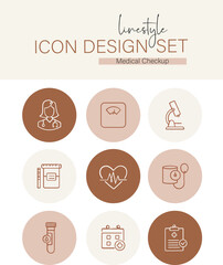 Linestyle Icon Design Set Medical Checkup
