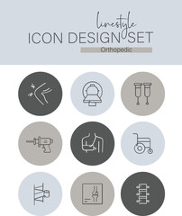 Linestyle Icon Design Set Orthopedic