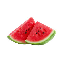 Two fresh sliced watermelon wedges juicy red fruit displayed close up healthy refreshing summer treat