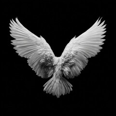 Naklejka premium Stunning view of a bird in flight showcasing detailed feathers and wings against a black background