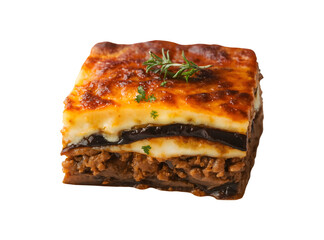 Delicious moussaka a traditional greek layered dish with eggplant and meat sauce
