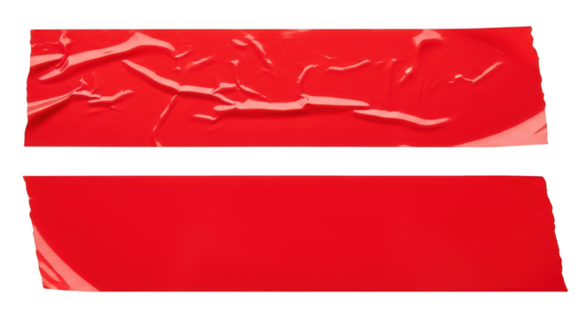 Two pieces of red tape isolated on transparent background