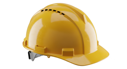 Yellow hard hat safety helmet isolated on transparent background