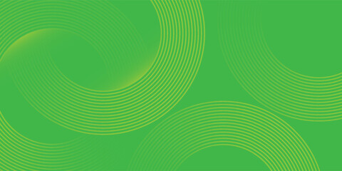Abstract white glowing geometric lines on green background. Modern shiny yellow circle lines pattern. Futuristic technology concept. Vector Eps 10