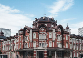 Fototapeta premium An image of a station-like structure built with red brick