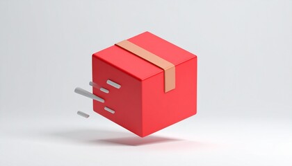 Obraz premium Red blank 3D cube blocks on the paper surface are isolated objects simbolizing delivery system