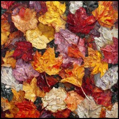 Vibrant autumn leaves creating a colorful tapestry in a natural setting