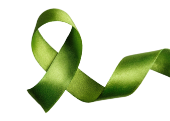 Glossy green ribbon loops, symbolic awareness