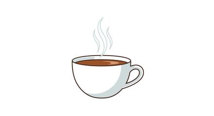 A simple illustration of a white coffee cup with steam rising, indicating hot beverage.