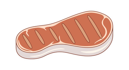 Illustration of a grilled steak with grill marks on a white background.