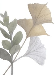 Delicate leaves in soft colors create a gentle composition of nature's beauty