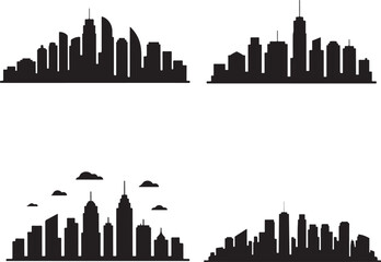 Fototapeta premium Vector city skylines silhouette collection featuring urban buildings and modern skyscrapers for design projects