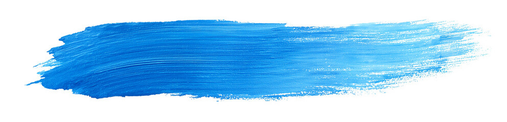 Hand Painted Stroke of  Blue Paint Brush Isolated on White Background