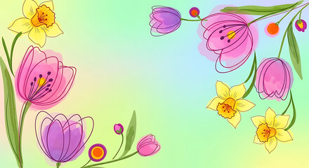 Fototapeta premium Colorful abstract flower meadow illustration. 