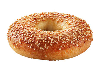Round bagel, toasted, with sesame seeds on golden crust