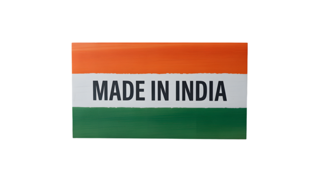 Proudly showcase Indian craftsmanship and national pride with this vibrant 'Made in India' flag design, perfect for celebrating heritage and commerce.