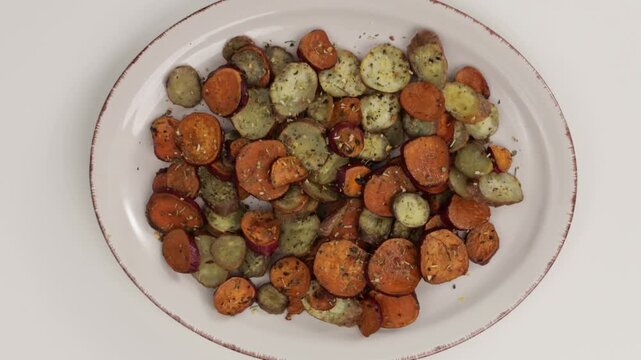 baked sweet potatoes slice on plate food zoom top